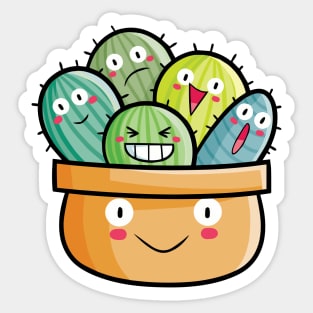 Cute cactus in smiling pot Sticker